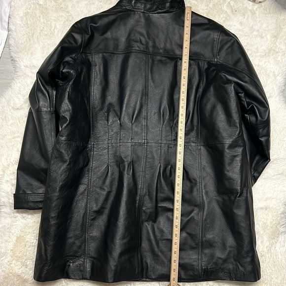 Veranesi Leather Double Breasted Quilted Lining Heavy Winter Black Coat - Picture 11 of 11